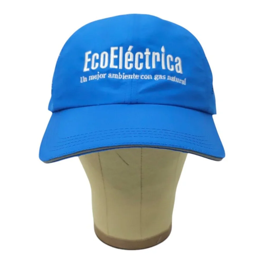 EcoElectrica Side Mesh Strapback Cap Embroidered Logo Trucker Baseball Hat Blue